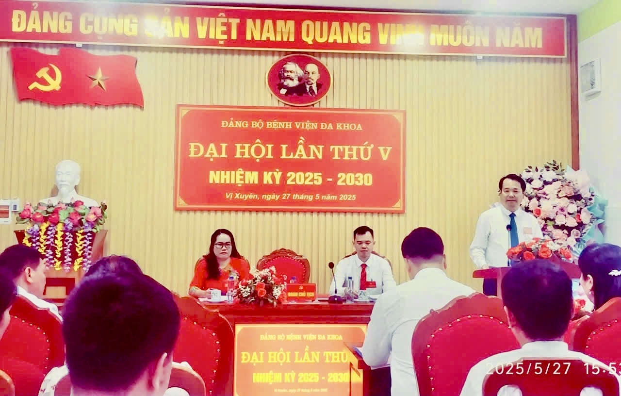 Đại hội Đảng bộ bệnh viện đa khoa lần thứ v, nhiệm kỳ 2025 - 2030: “Đoàn kết - Phát triển bền vững - Vì sức khỏe cộng đồng”