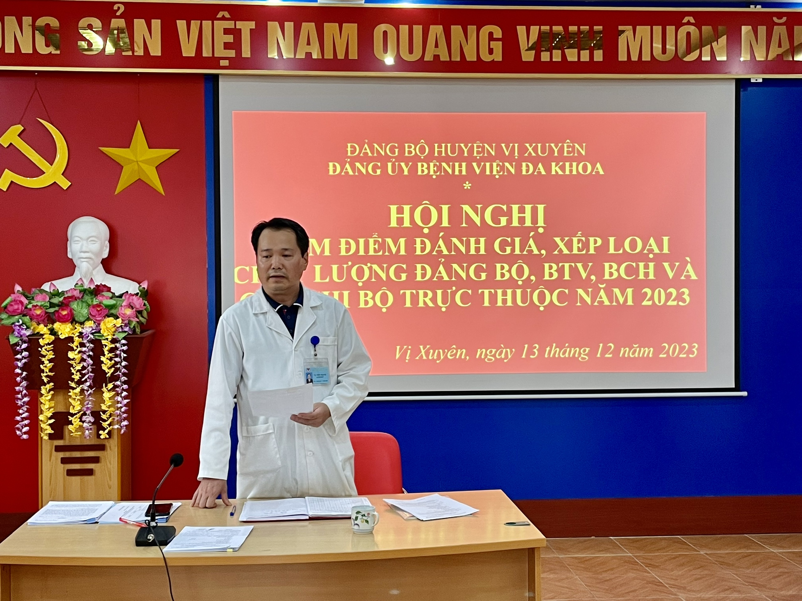 Đảng bộ Bệnh viện đa khoa tổ chức Hội nghị kiểm điểm, đánh giá, xếp loại chất lượng Đảng bộ, Ban thường vụ, Ban chấp hành và các chi bộ trực thuộc năm 2023